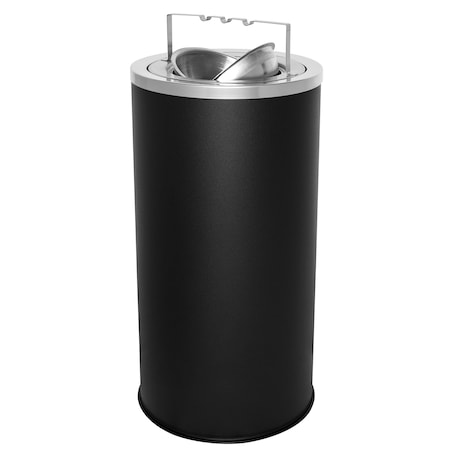 Ex-Cell Kaiser Pioneer Floor Urn with Flip Top and Bridge - Black 160F-BG BLX